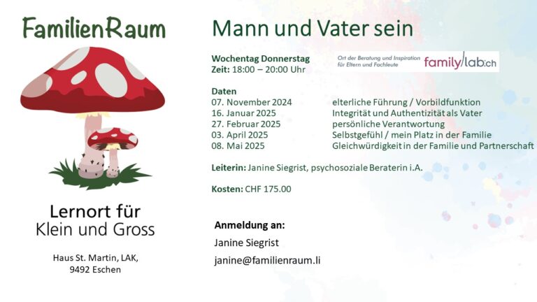 Flyer Mann und Vater sein