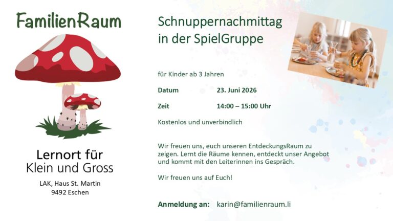 Flyer SchnupperSpielGruppe 2026